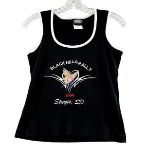 Black Hills Rally‎ Tank Womens S Biker Design Black Butterfly Sturgis 2004